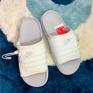 Nike asuna photon dust/white puffer slides womens 9